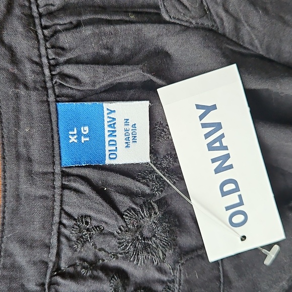 Old Navy Black Button Front Embroidered Cotton Blouse XL NWT - Picture 9 of 16